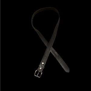 Men's Black Leather basketweave waist Belt